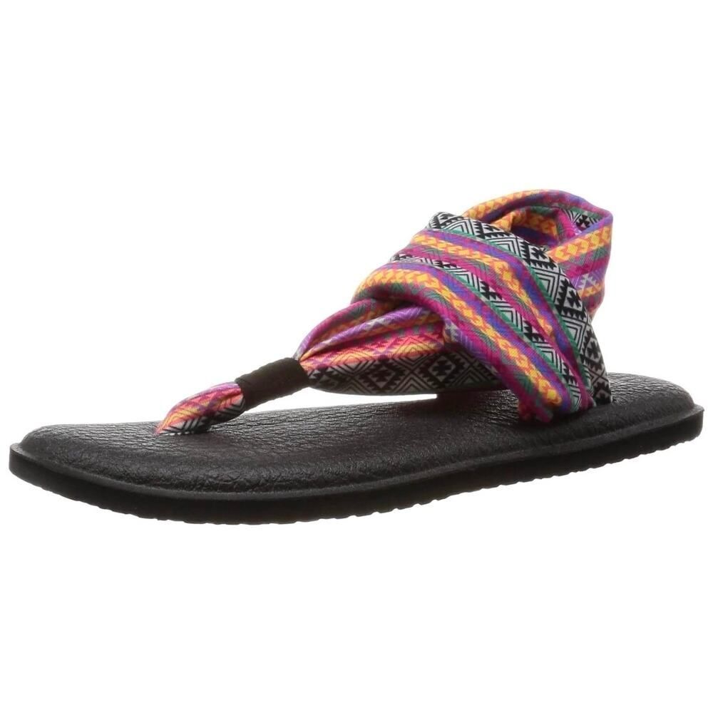 Sanuk Women's Yoga Sling 2 Magenta Multi Print Sandal Flip-Flop Size US 9